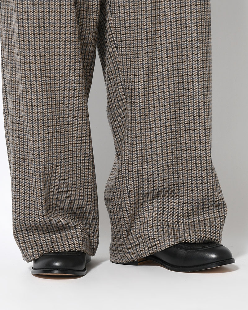 CHECK WIDE EASY PANTS -BEIGE-