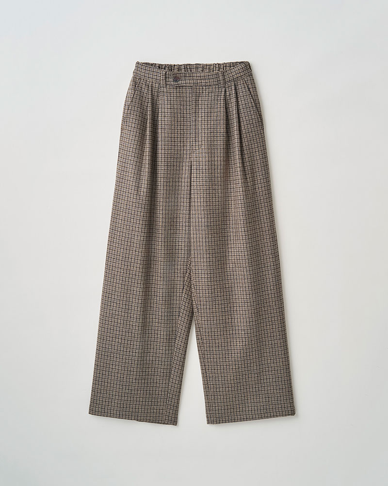 CHECK WIDE EASY PANTS -BEIGE-
