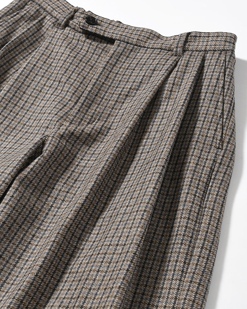 CHECK WIDE EASY PANTS -BEIGE-