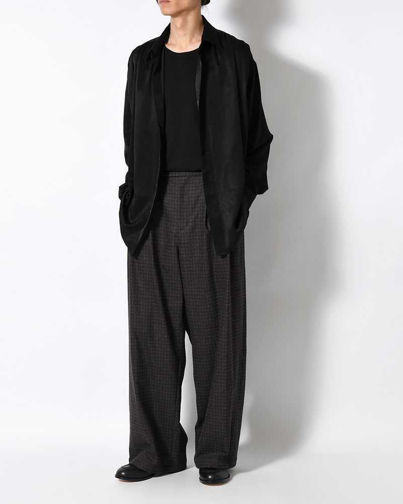 CHECK WIDE EASY PANTS -BROWN-