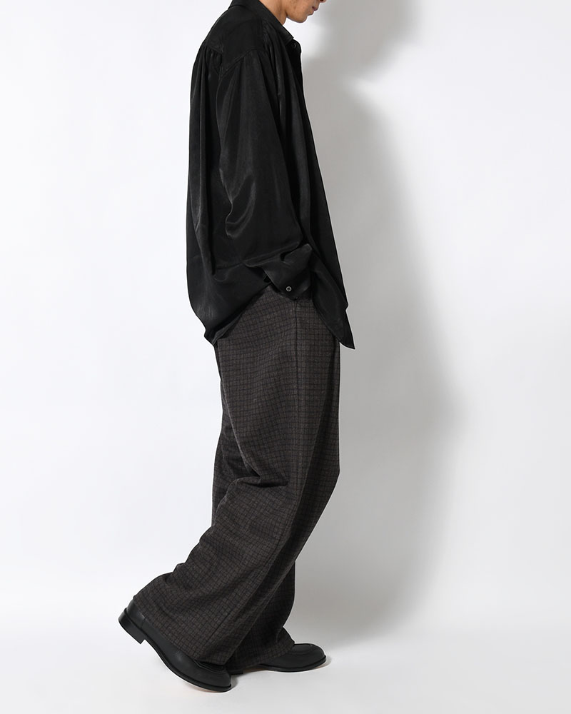CHECK WIDE EASY PANTS -BROWN-