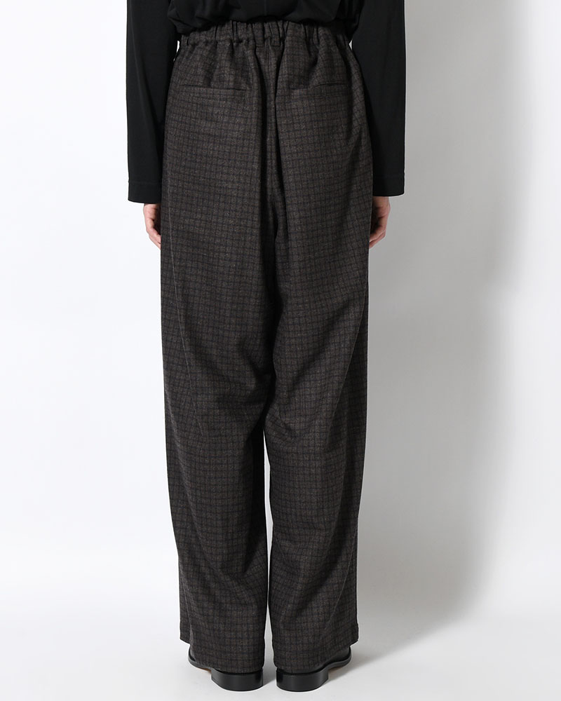CHECK WIDE EASY PANTS -BROWN-