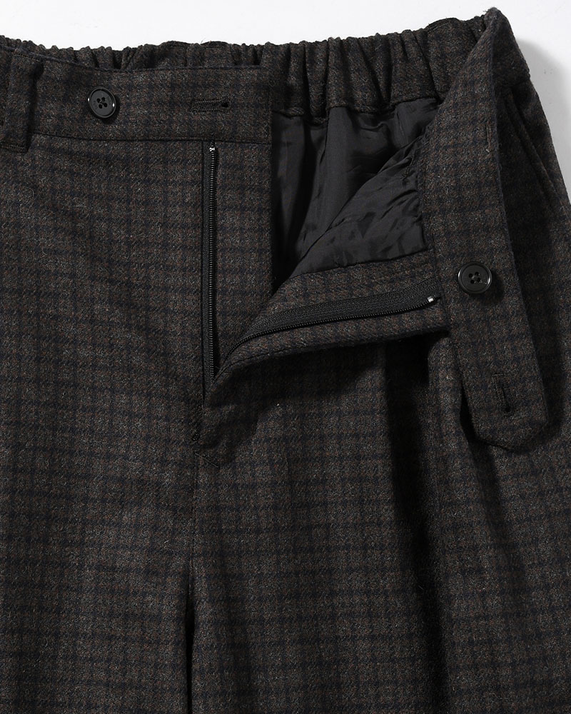 CHECK WIDE EASY PANTS -BROWN-