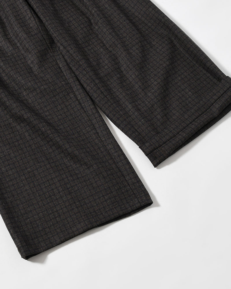 CHECK WIDE EASY PANTS -BROWN-