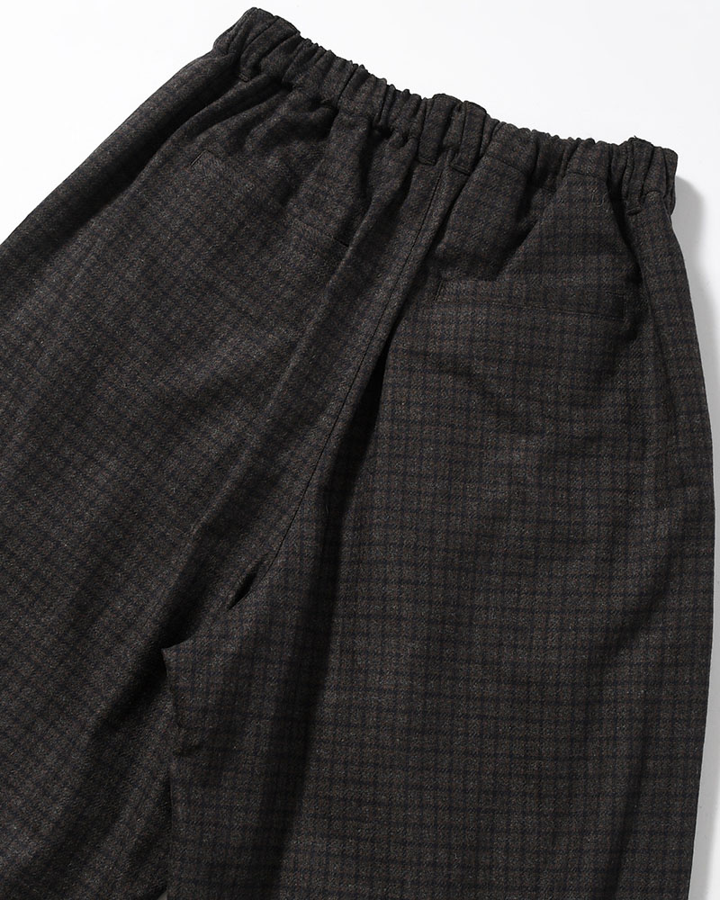 CHECK WIDE EASY PANTS -BROWN-
