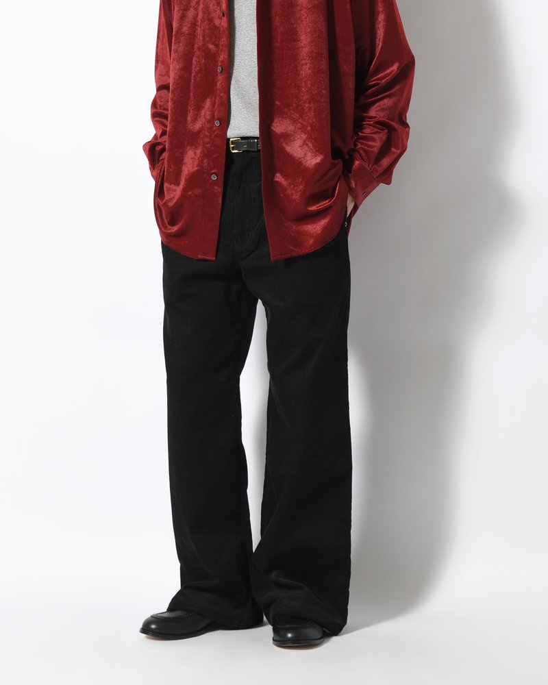 FORMED WIDE CORDUROY PANTS -BLACK-