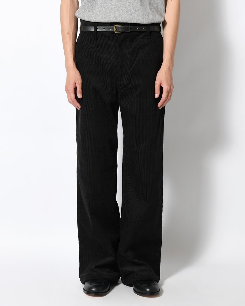 FORMED WIDE CORDUROY PANTS -BLACK-