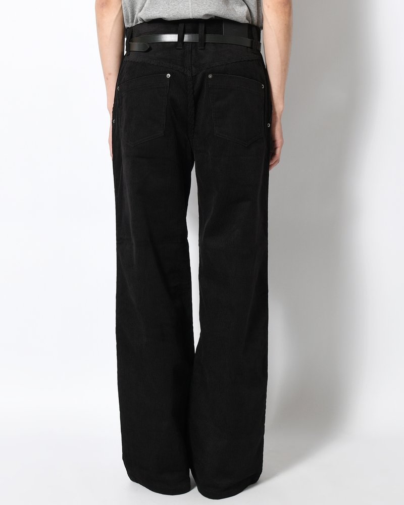 FORMED WIDE CORDUROY PANTS -BLACK-