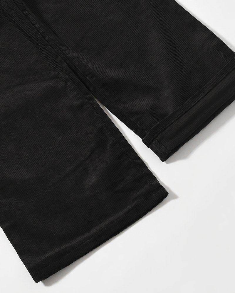 FORMED WIDE CORDUROY PANTS -BLACK-