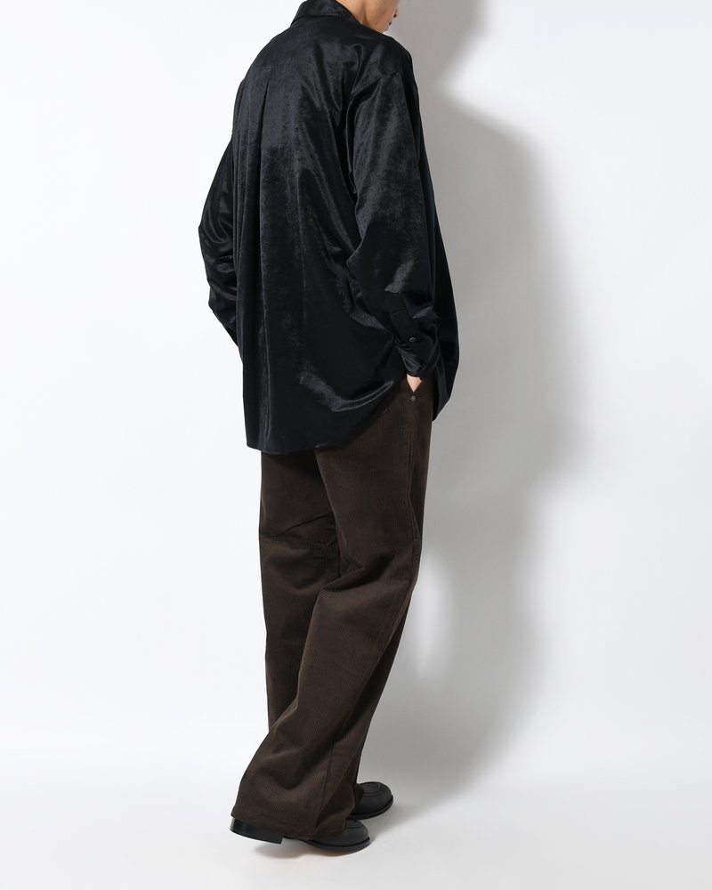 FORMED WIDE CORDUROY PANTS -BROWN-