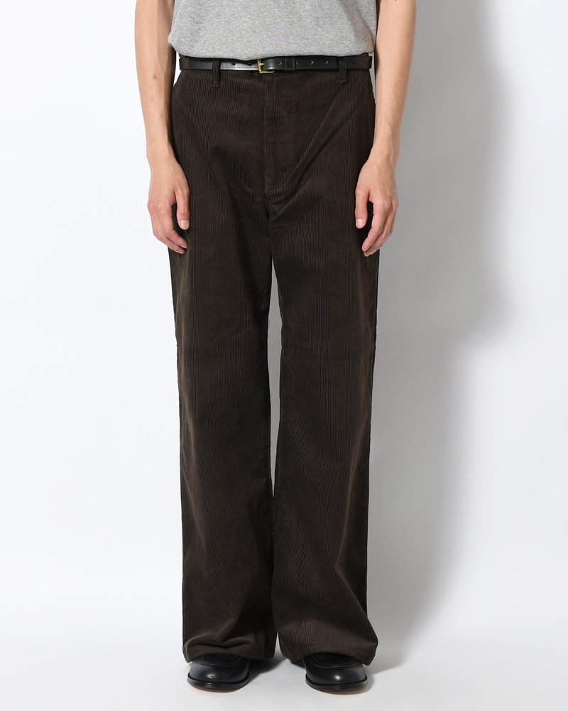 FORMED WIDE CORDUROY PANTS -BROWN-