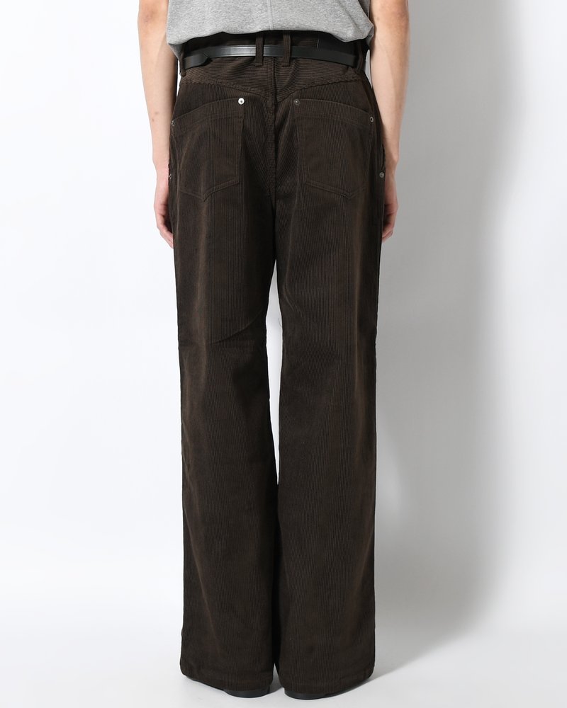 FORMED WIDE CORDUROY PANTS -BROWN-