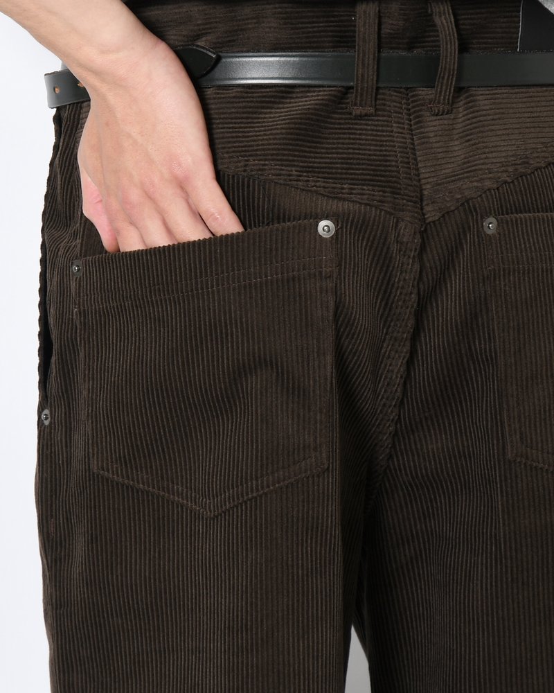 FORMED WIDE CORDUROY PANTS -BROWN-