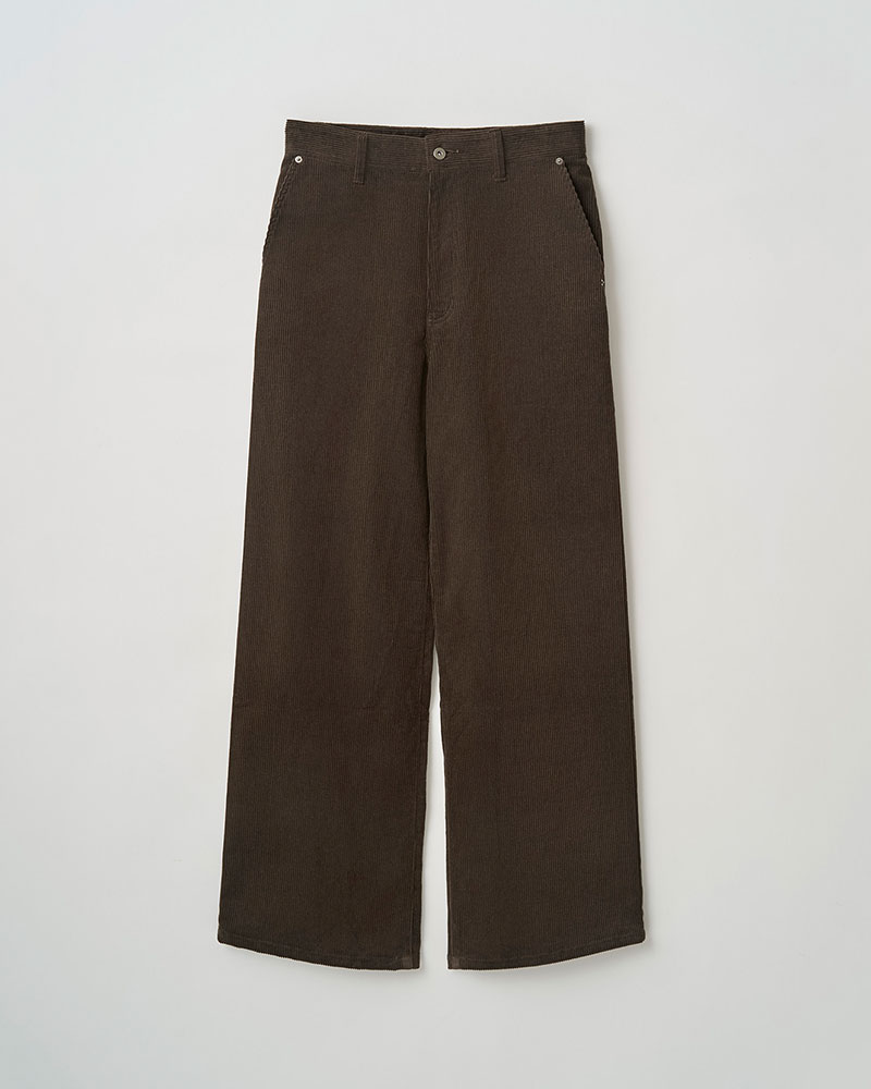 FORMED WIDE CORDUROY PANTS -BROWN-