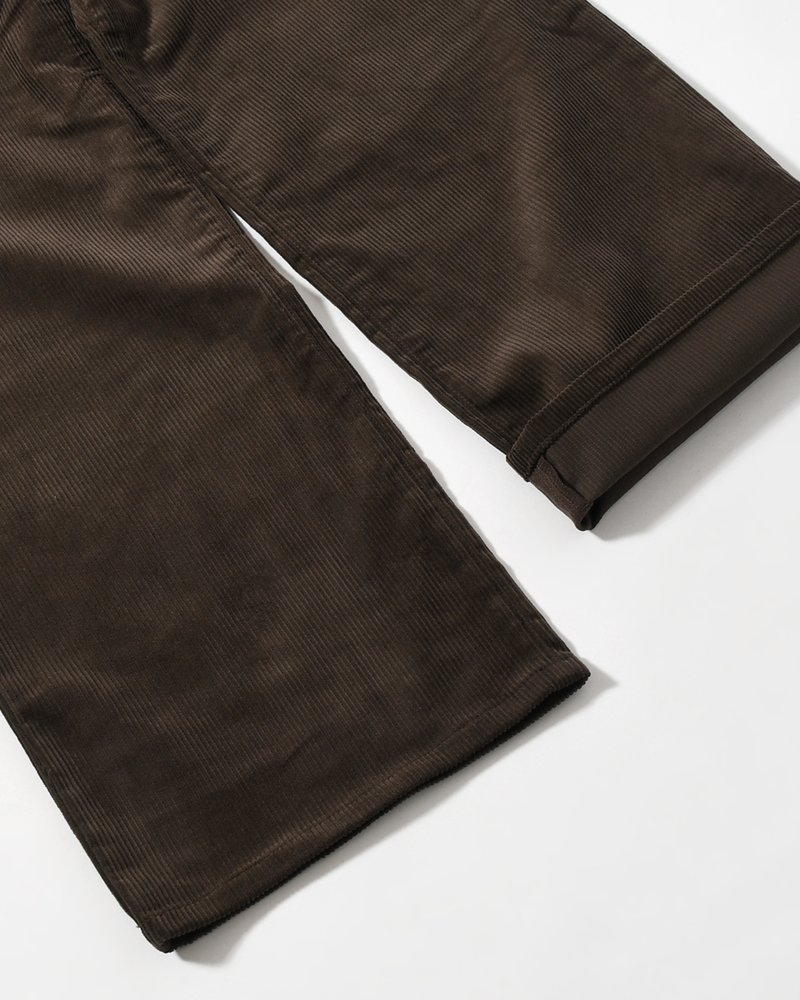 FORMED WIDE CORDUROY PANTS -BROWN-