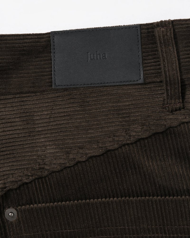 FORMED WIDE CORDUROY PANTS -BROWN-