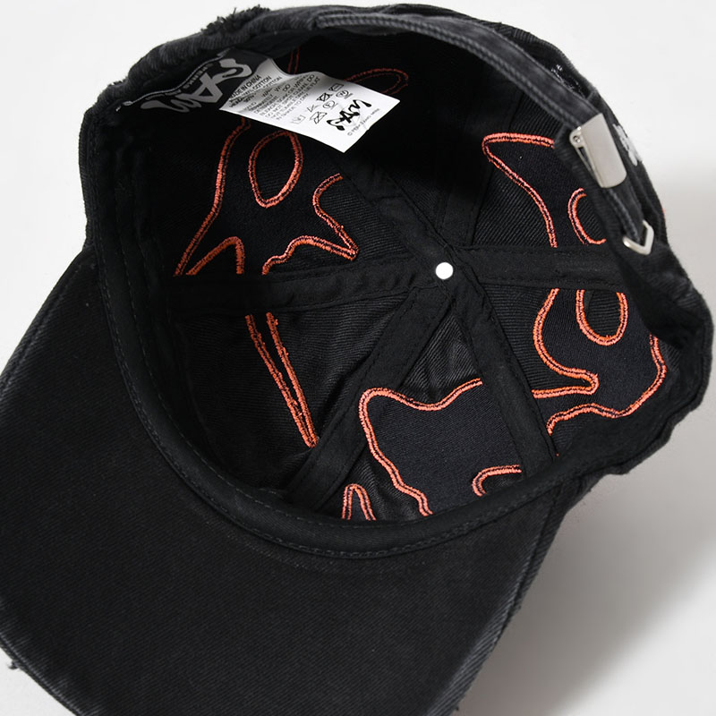 SEVEN EIGHTHS BASEBALL CAP -BLACK WASH/DEEP RED-
