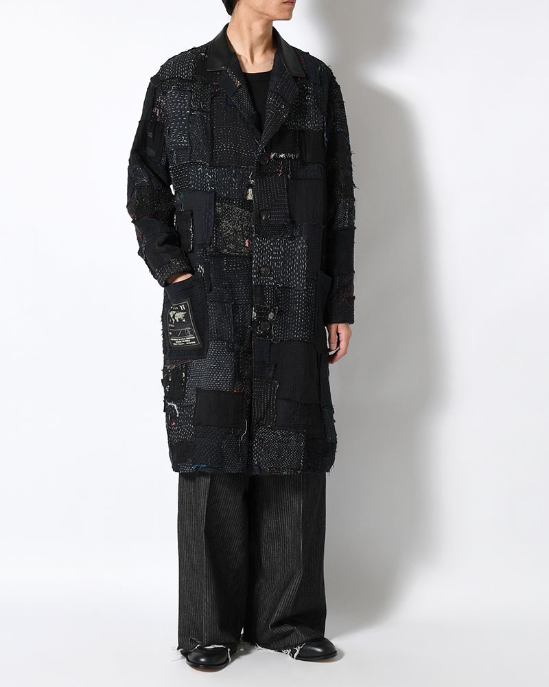 PATCHED KANTHA QUILT WORK JACKET -BLACK-