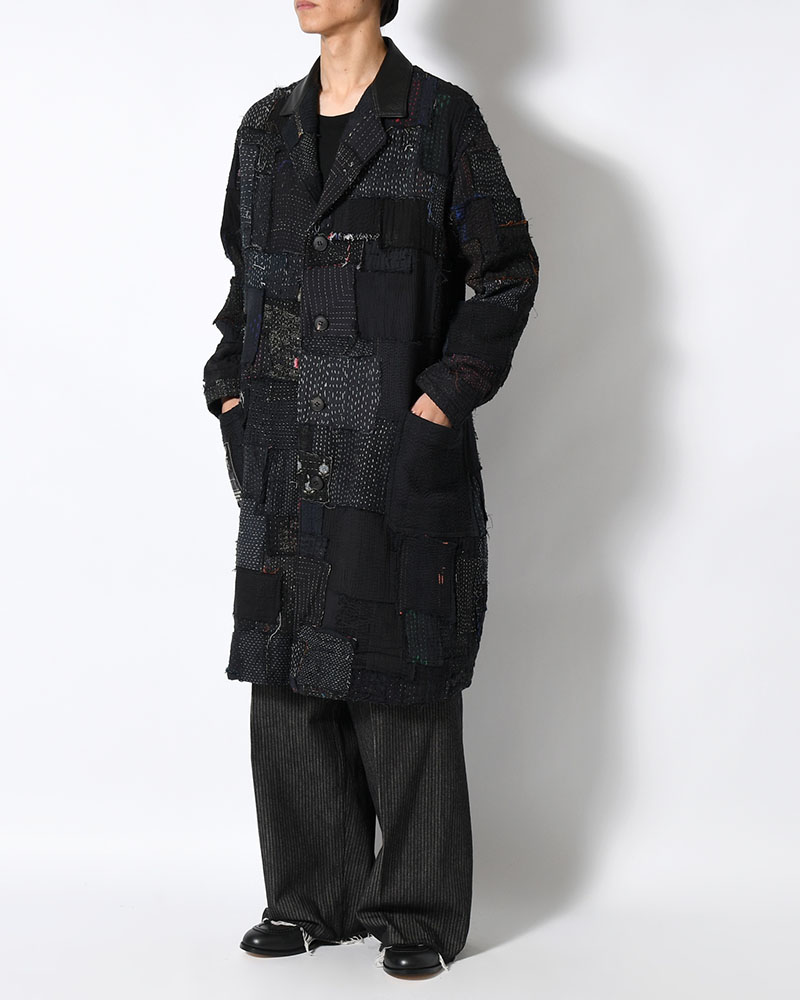 PATCHED KANTHA QUILT WORK JACKET -BLACK-