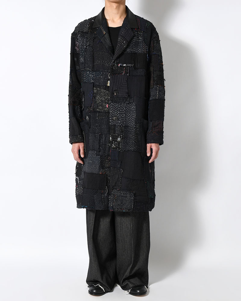 PATCHED KANTHA QUILT WORK JACKET -BLACK-