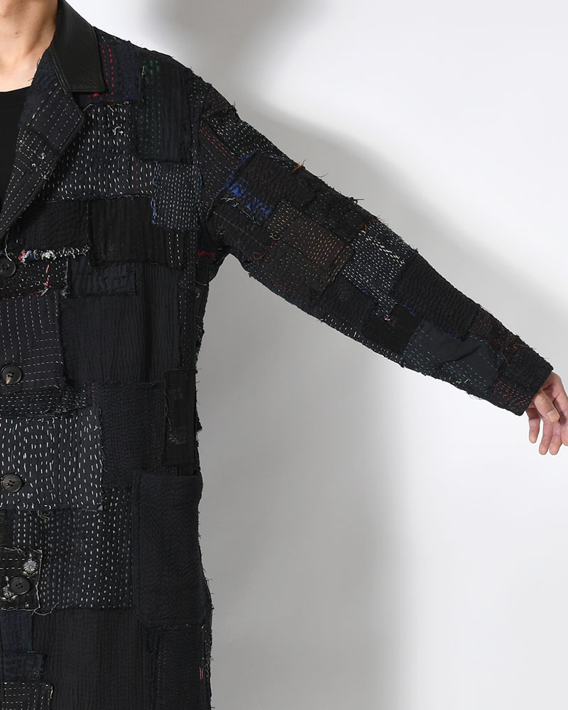 PATCHED KANTHA QUILT WORK JACKET -BLACK-
