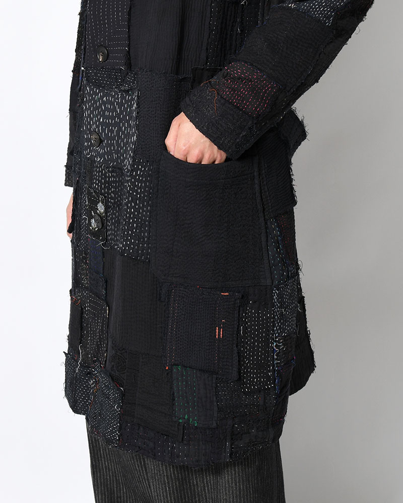 PATCHED KANTHA QUILT WORK JACKET -BLACK-