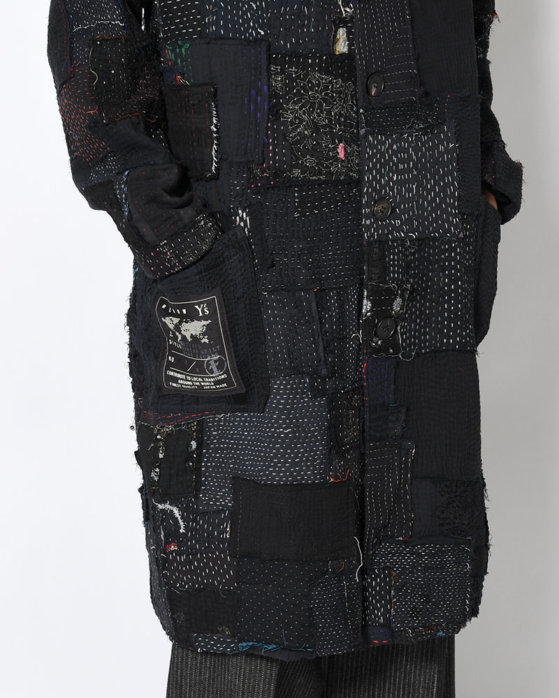 PATCHED KANTHA QUILT WORK JACKET -BLACK-