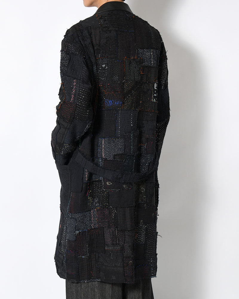 PATCHED KANTHA QUILT WORK JACKET -BLACK-
