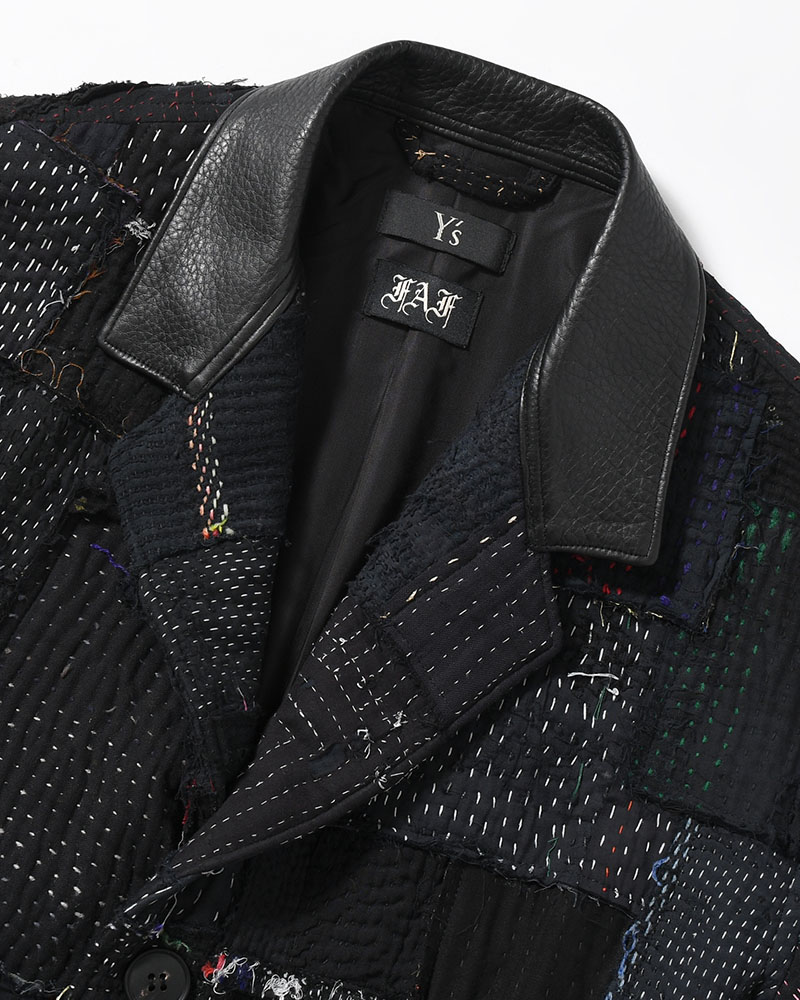PATCHED KANTHA QUILT WORK JACKET -BLACK-