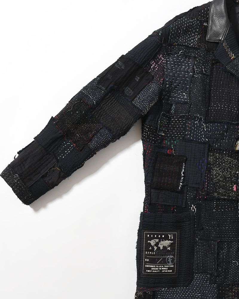 PATCHED KANTHA QUILT WORK JACKET -BLACK-