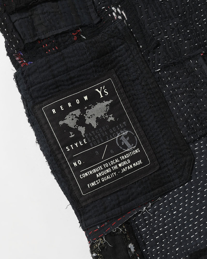 PATCHED KANTHA QUILT WORK JACKET -BLACK-