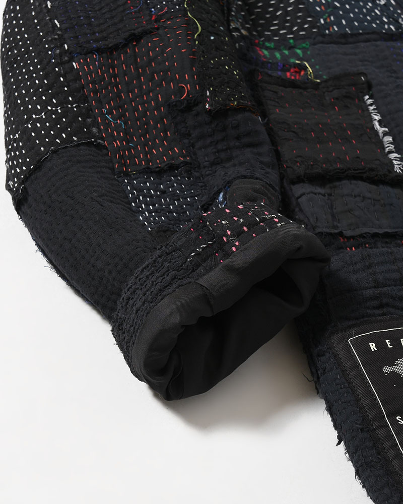 PATCHED KANTHA QUILT WORK JACKET -BLACK-