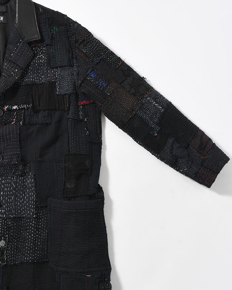 PATCHED KANTHA QUILT WORK JACKET -BLACK-
