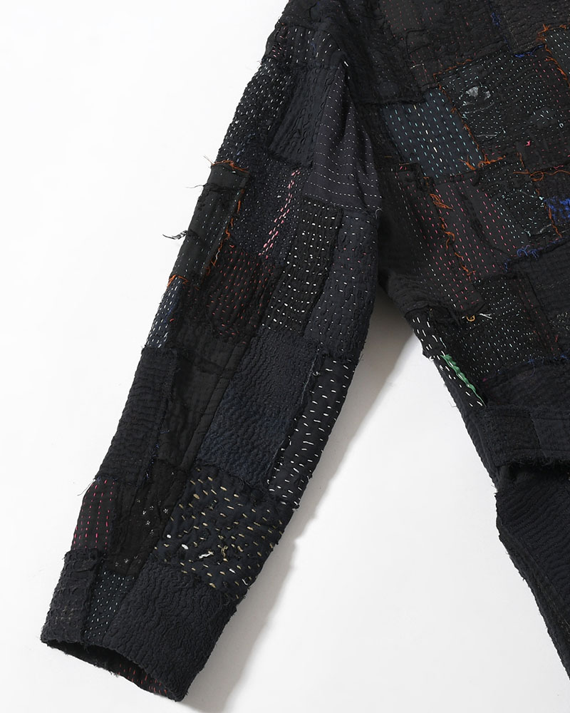 PATCHED KANTHA QUILT WORK JACKET -BLACK-