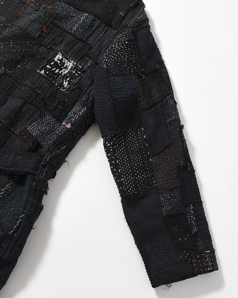 PATCHED KANTHA QUILT WORK JACKET -BLACK-