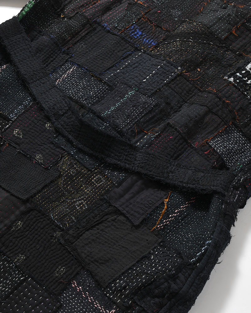 PATCHED KANTHA QUILT WORK JACKET -BLACK-