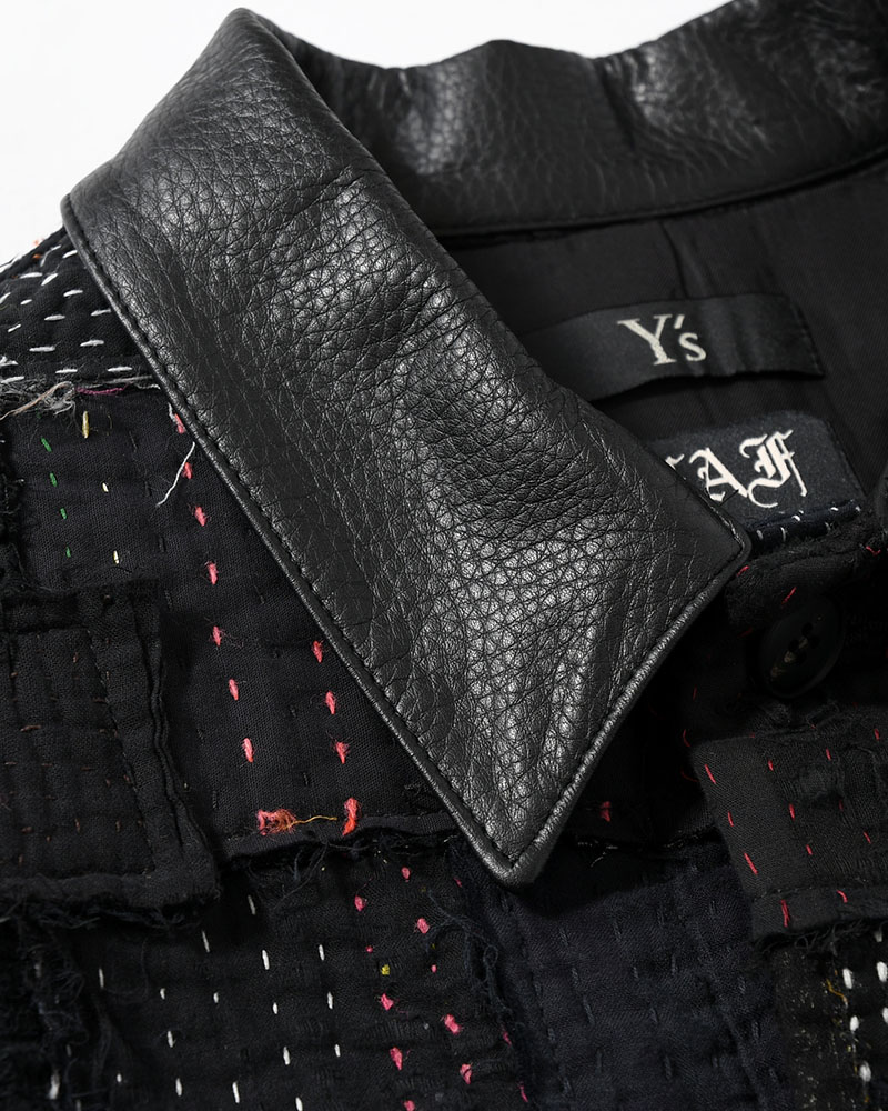 PATCHED KANTHA QUILT TRUCKER JACKET -BLACK-