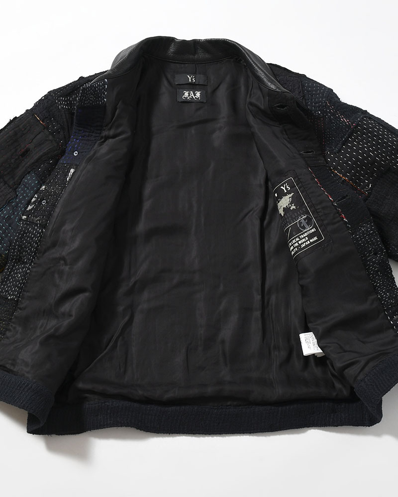 PATCHED KANTHA QUILT TRUCKER JACKET -BLACK-