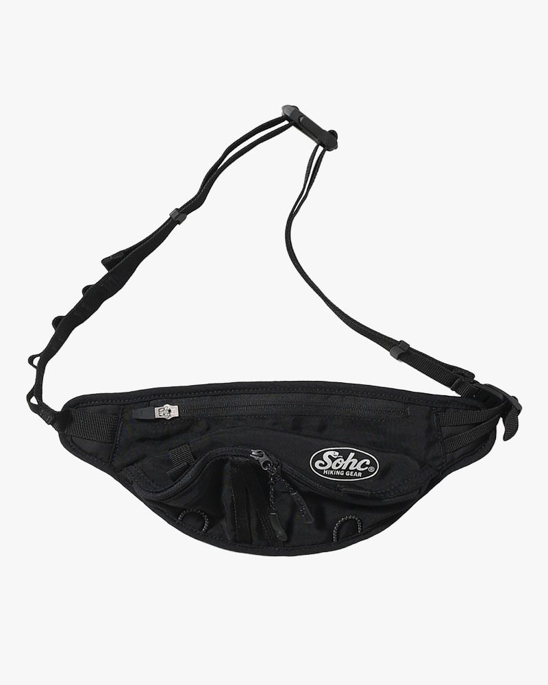 WAVY ZIPPER BELT BAG -BLACK-