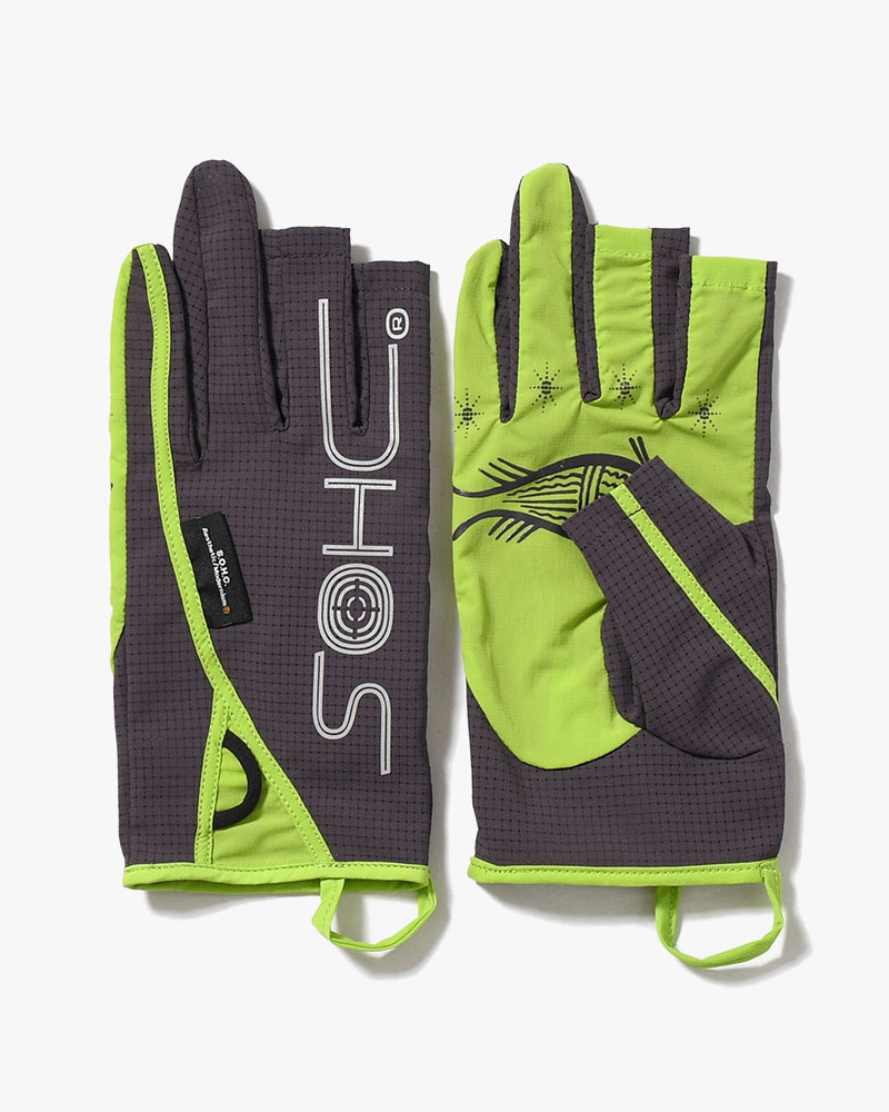 SOHC FISHIRMAN 3-FINGERLESS GLOVES -GREEN/CHARCOAL-