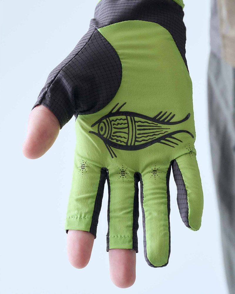 SOHC FISHIRMAN 3-FINGERLESS GLOVES -GREEN/CHARCOAL-