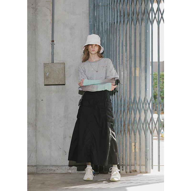 GRADATION MESH LONG TEE -2.COLOR-