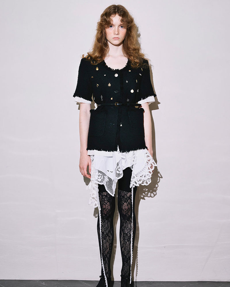 【期間限定:4/29～5/6】Cindy tweed jacket with Bijou -BLACK-