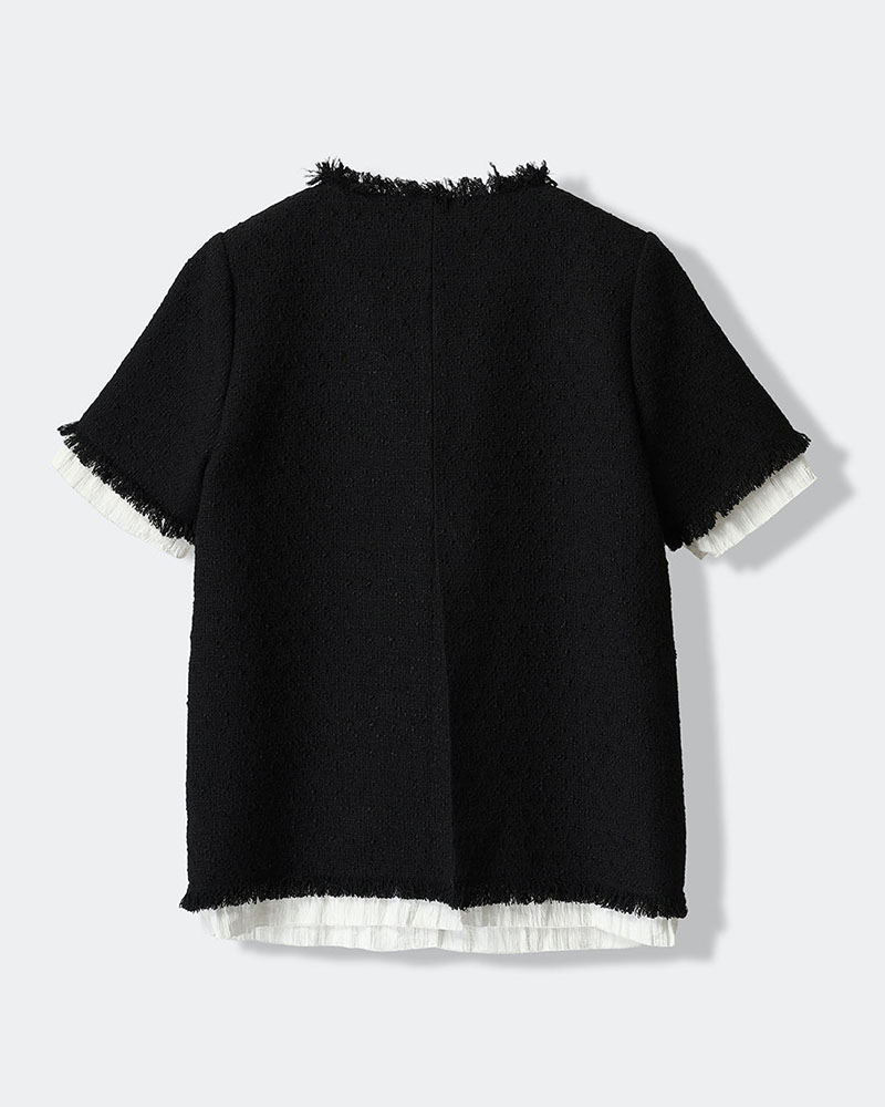 【期間限定:4/29～5/6】Cindy tweed jacket with Bijou -BLACK-