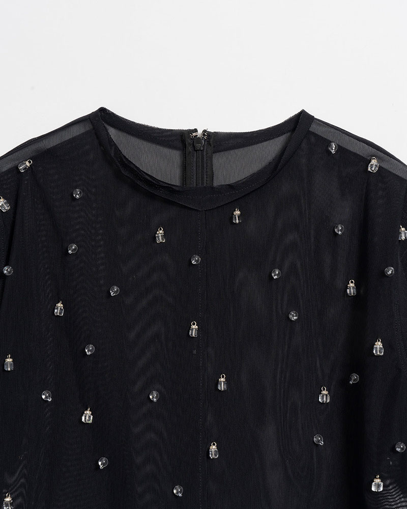 【期間限定:4/29～5/6】Lantern beads sheer tops -2.COLOR-