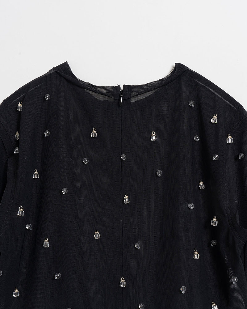 【期間限定:4/29～5/6】Lantern beads sheer tops -2.COLOR-
