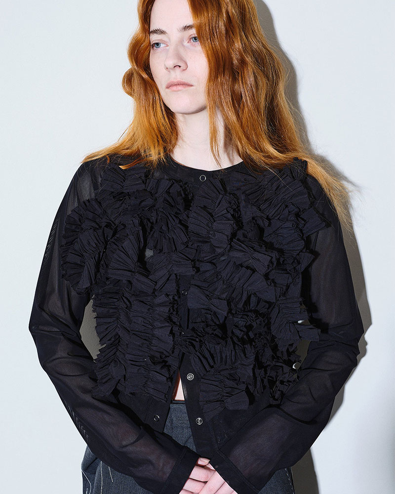 【期間限定:4/29～5/6】Daria motif tulle cardigan -BLACK-
