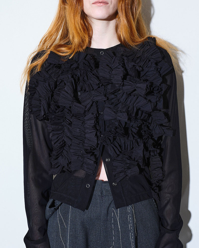 【期間限定:4/29～5/6】Daria motif tulle cardigan -BLACK-