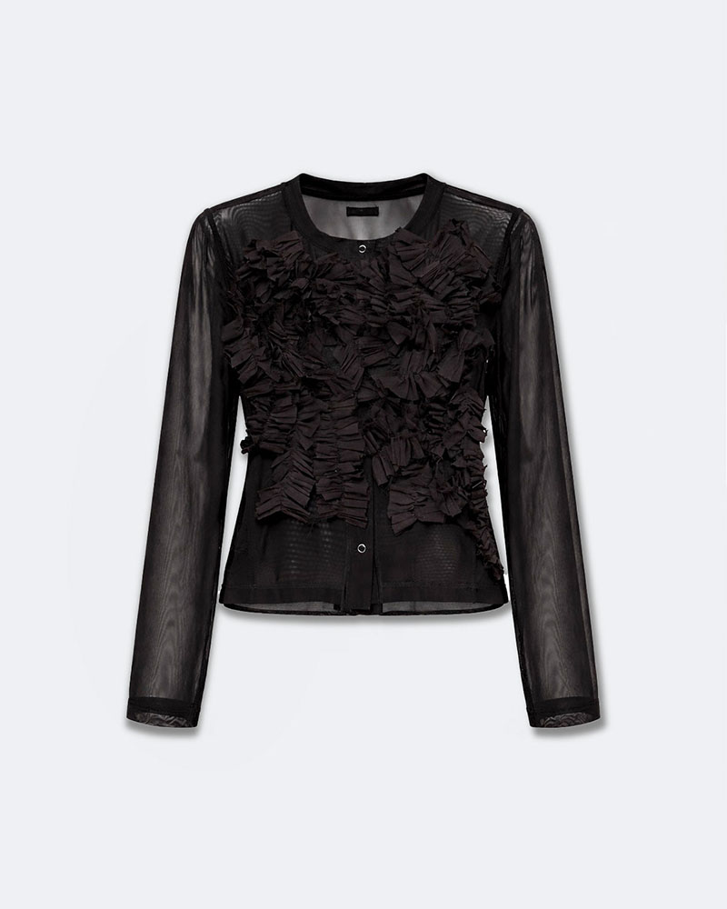 【期間限定:4/29～5/6】Daria motif tulle cardigan -BLACK-