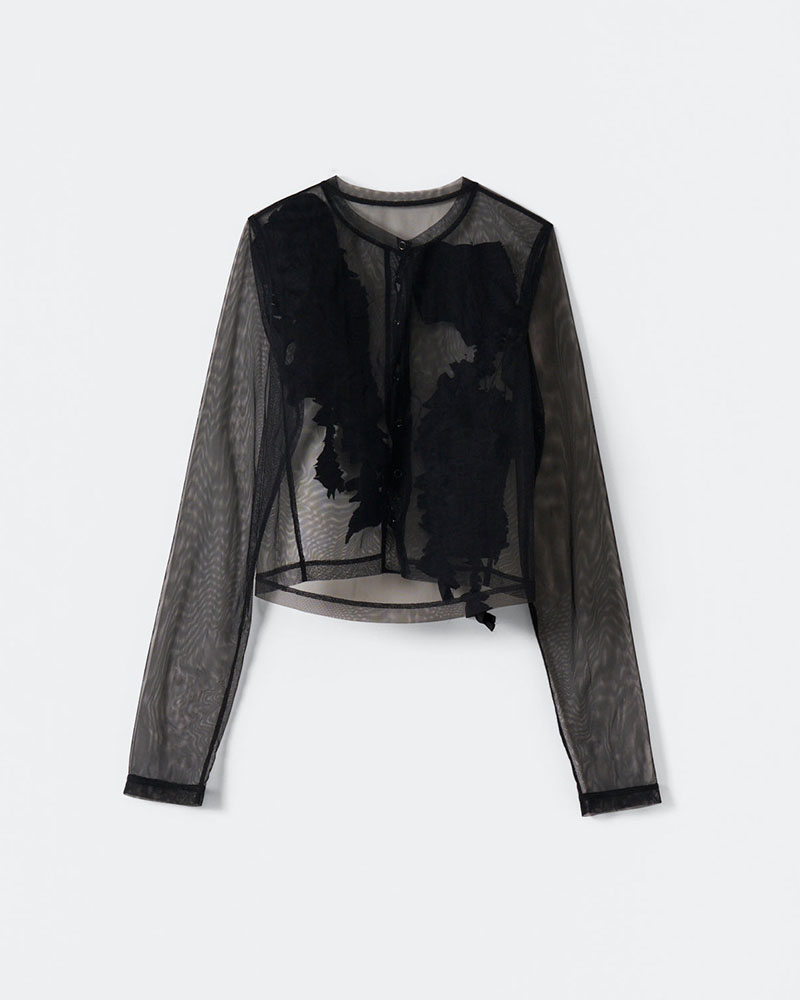 【期間限定:4/29～5/6】Daria motif tulle cardigan -BLACK-